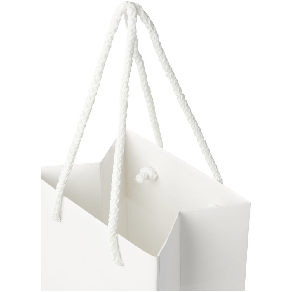 Handgefertigte 170 g/m² Weinflaschentüte aus Integra-Papier mit Kunststoff Kordelgriffen – 12 × 9 × 37 cm