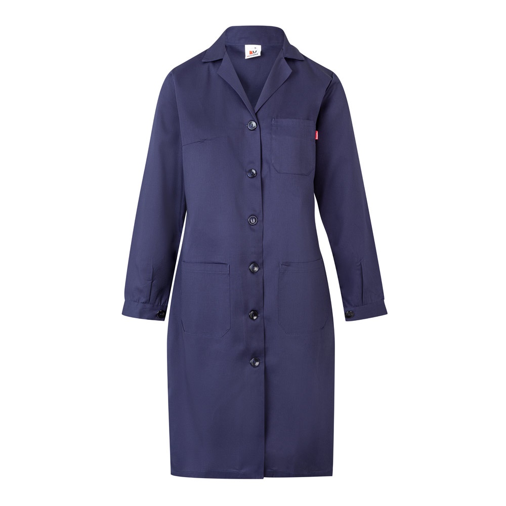 VL RAMA. Langärmeliger Kittel (175 g/m²), aus Baumwollköper (35 %) und Polyester (65 %) - Blau