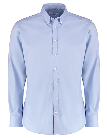 Kustom Kit - Men´s Slim Fit Stretch Oxford Shirt Long Sleeve - Light Blue