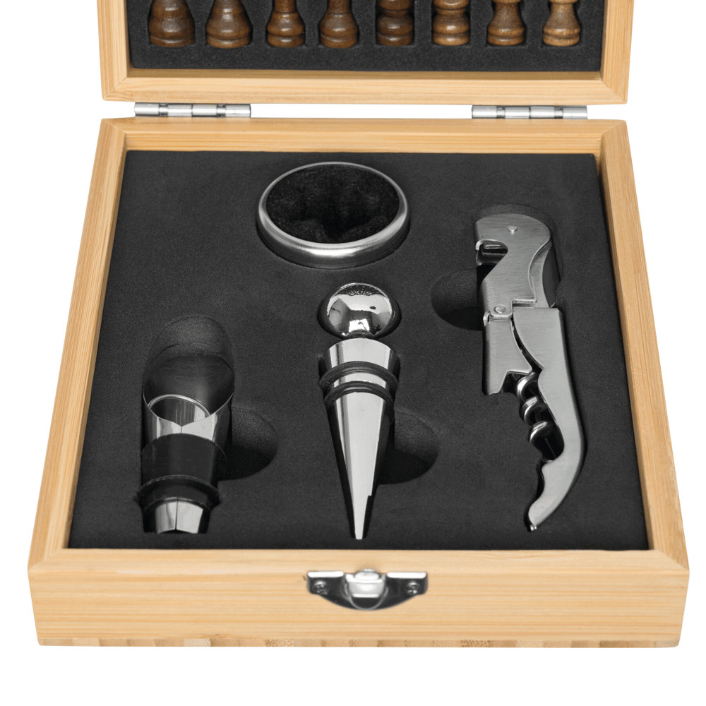 BAMBOO CHESS - Weinset mit Schachspiel
