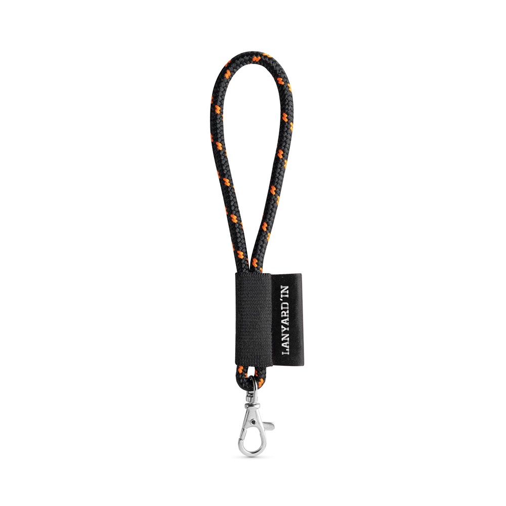 75092. Lanyard NAUTIC Short (Ø 7 mm) Set mit 9 mm Schnappkarabiner - schwarz, orange
