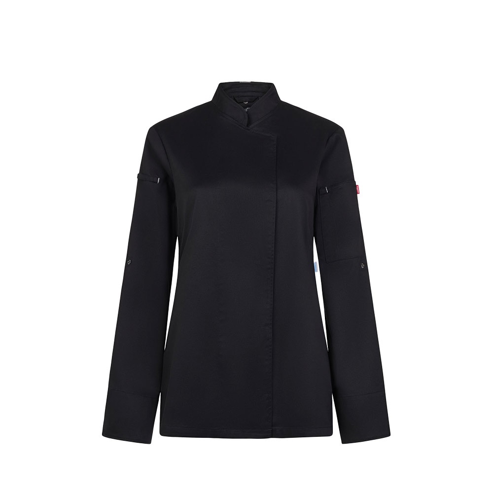 VL THOTH. Kochjacke für Damen (190 g/m²), aus Baumwolle (35 %) und recyceltem Polyester (65 %) - schwarz