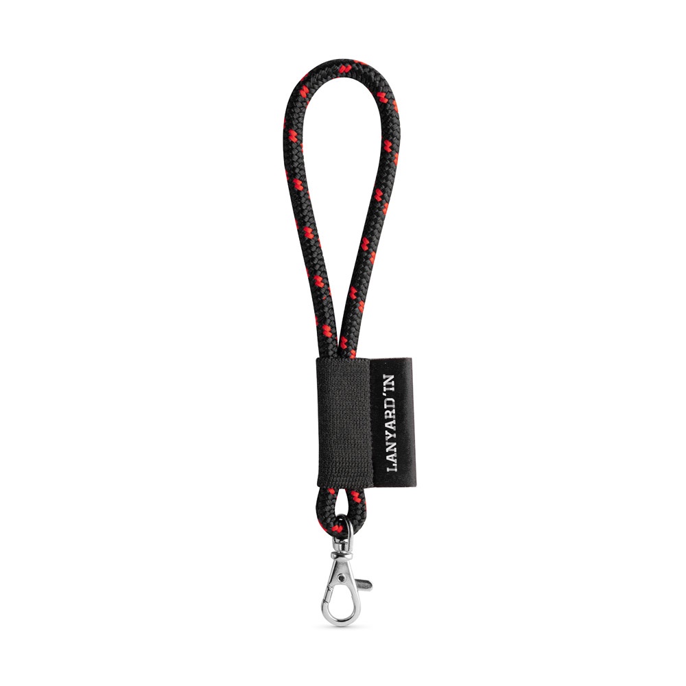 75092. Lanyard NAUTIC Short (Ø 7 mm) Set mit 9 mm Schnappkarabiner - schwarz, rot