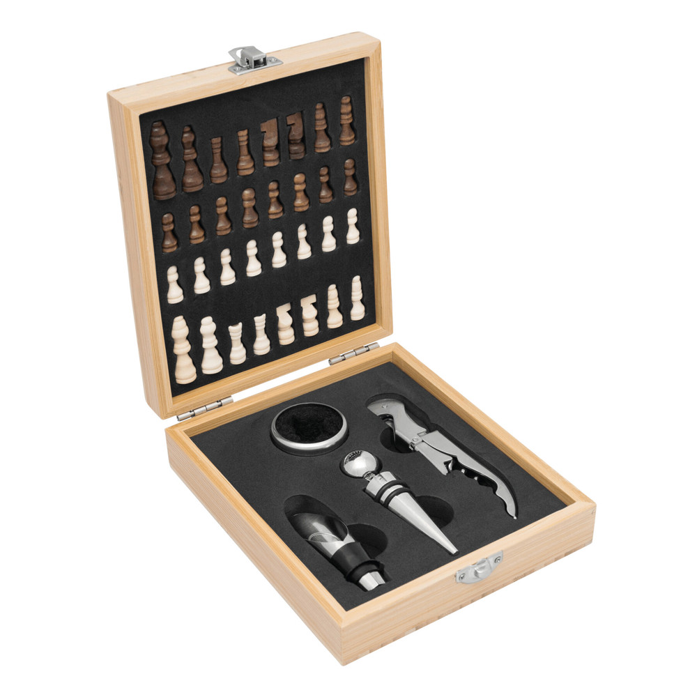 BAMBOO CHESS - Weinset mit Schachspiel