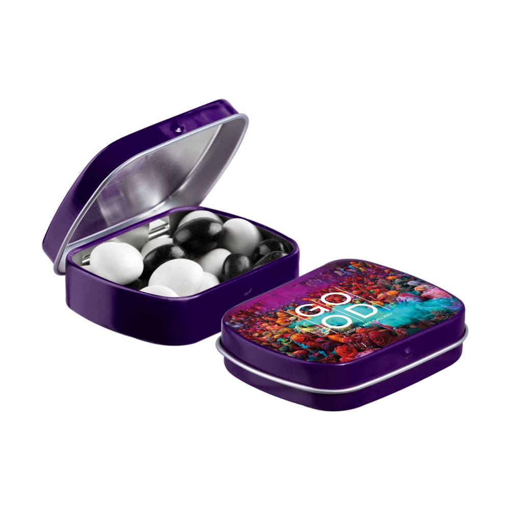 Mini Klappdeckeldose mit Süßigkeiten - violett
