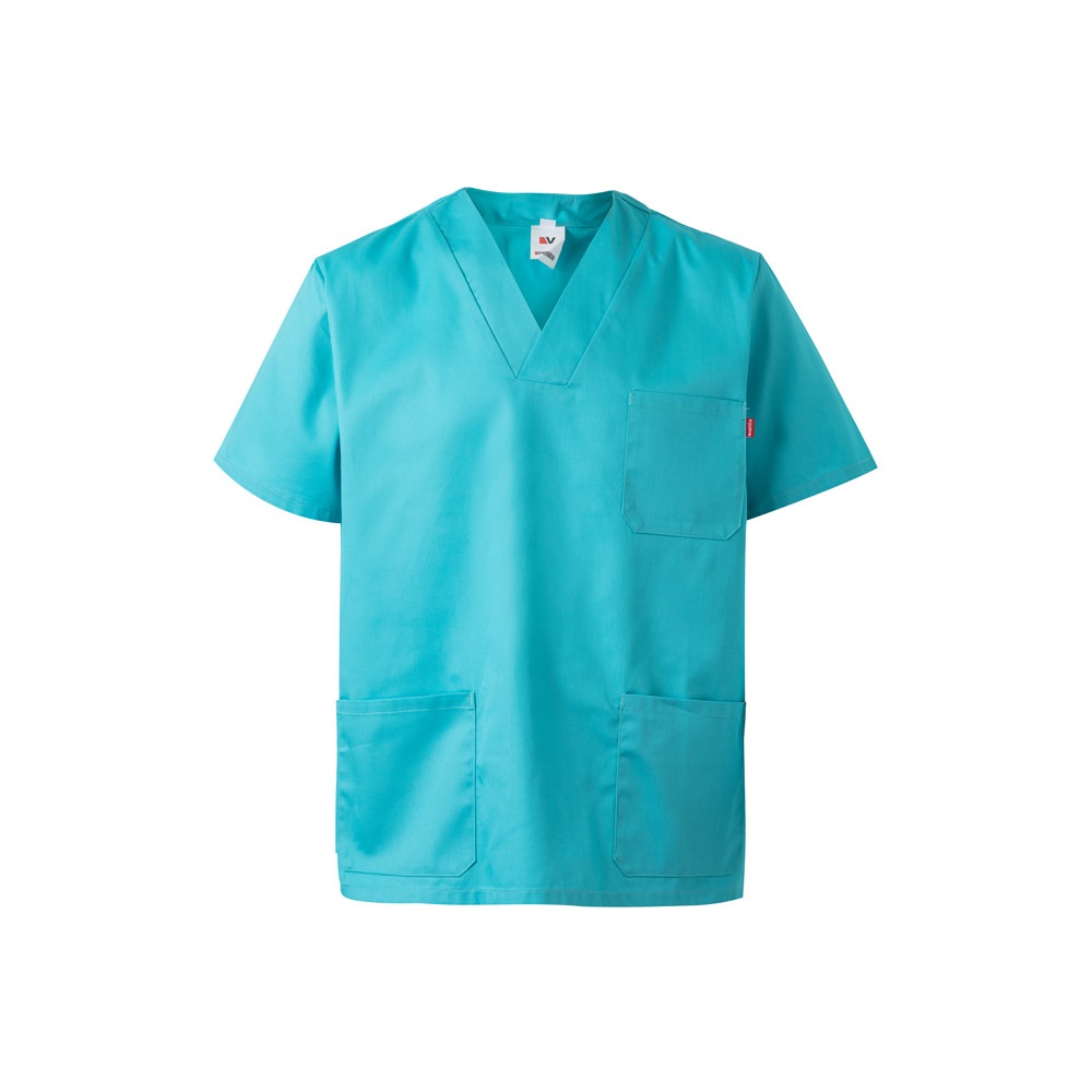 VL ILLAPA. Tunika aus Twill (190g/m²) mit kurzen Ärmeln, aus Polyester (65%) und Baumwolle (35%) - türkis