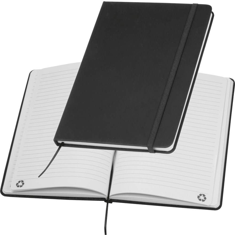 A5 Notizbuch aus recyceltem Papier DOMINIK - Schwarz