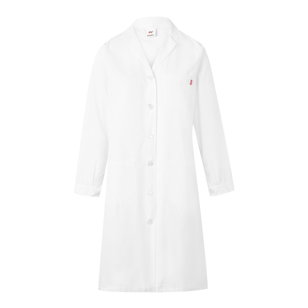 VL RAMA. Langärmeliger Kittel (175 g/m²), aus Baumwollköper (35 %) und Polyester (65 %) - weiß