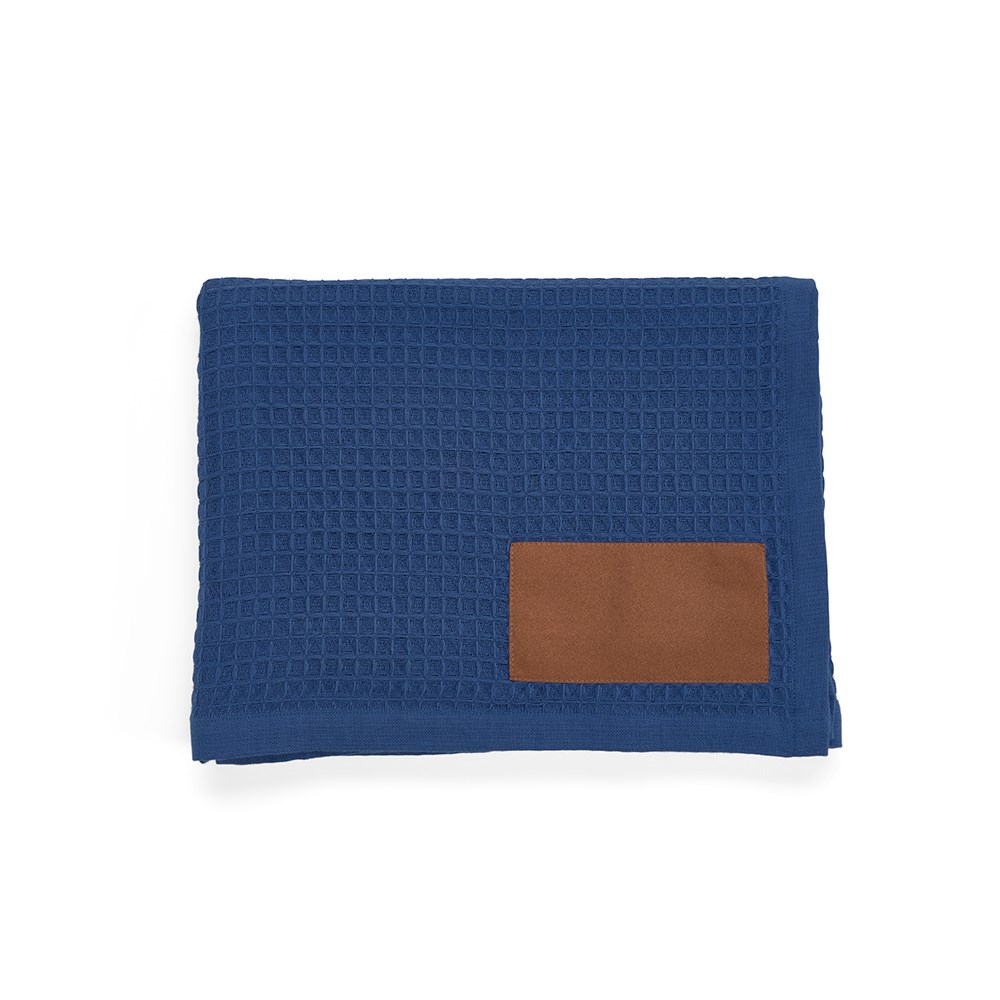 Giotto Decke recy.Baumwolle (200 g/m²). Mit personalisierbarem Aufnäher - Blau