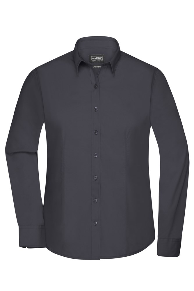 Ladies' Shirt Long-Sleeved Poplin - Carbon (ca. Pantone 425U)