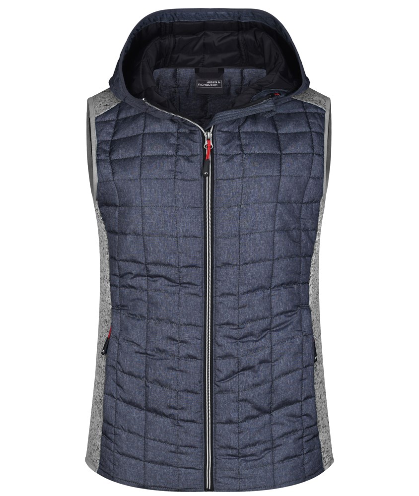 Ladies' Knitted Hybrid Vest - Light-melange/anthracite-melange (ca. Pantone 413C
432C)