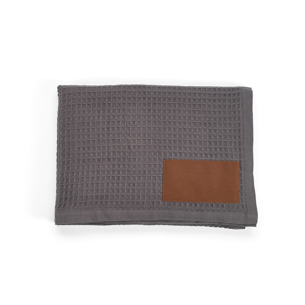 Giotto Decke recy.Baumwolle (200 g/m²). Mit personalisierbarem Aufnäher - Dunkelgrau