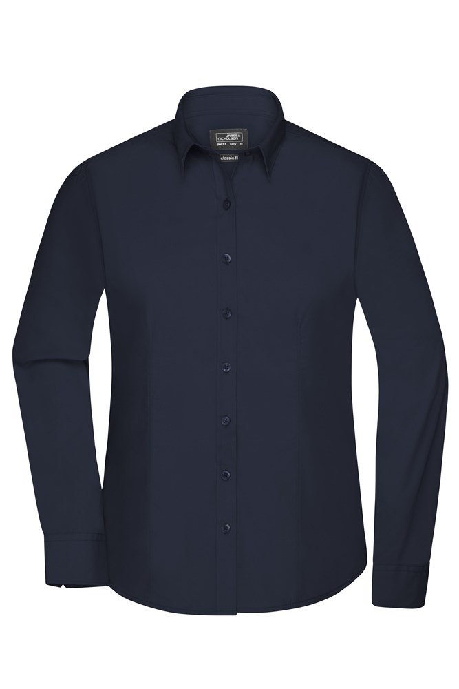 Ladies' Shirt Long-Sleeved Poplin - Navy (ca. Pantone 296C)