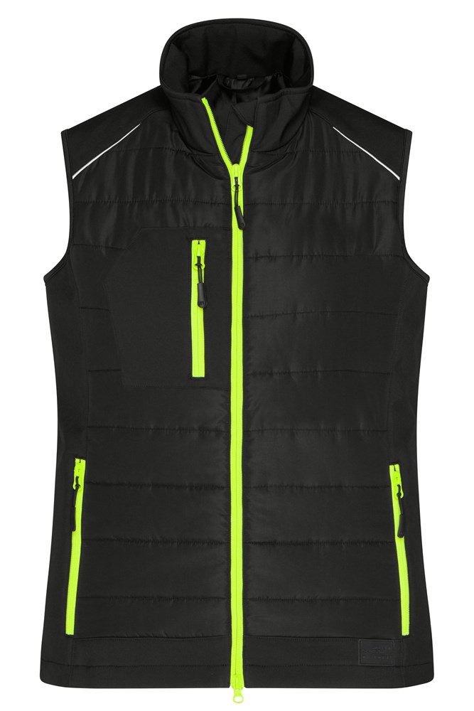 Ladies' Hybrid Vest GRS - Black/neon-yellow (ca. Pantone blackC
803C)