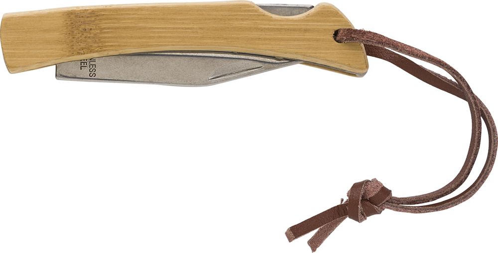 Klappbares Messer aus Edelstahl und Bambus Beckett - Braun