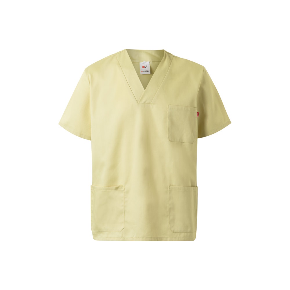 VL ILLAPA. Tunika aus Twill (190g/m²) mit kurzen Ärmeln, aus Polyester (65%) und Baumwolle (35%) - Pastellgelb