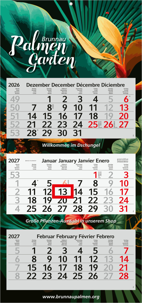 3-Monatskalender Mehrblock Profil 3 RECYCLING Schrift modern