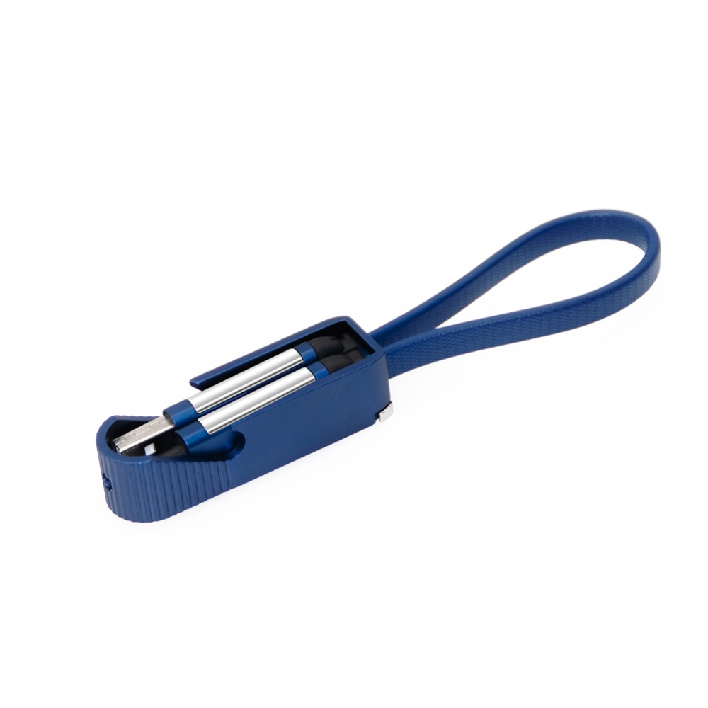 4 in 1 Schlüsselanhänger Ladekabel - blau gedeckt