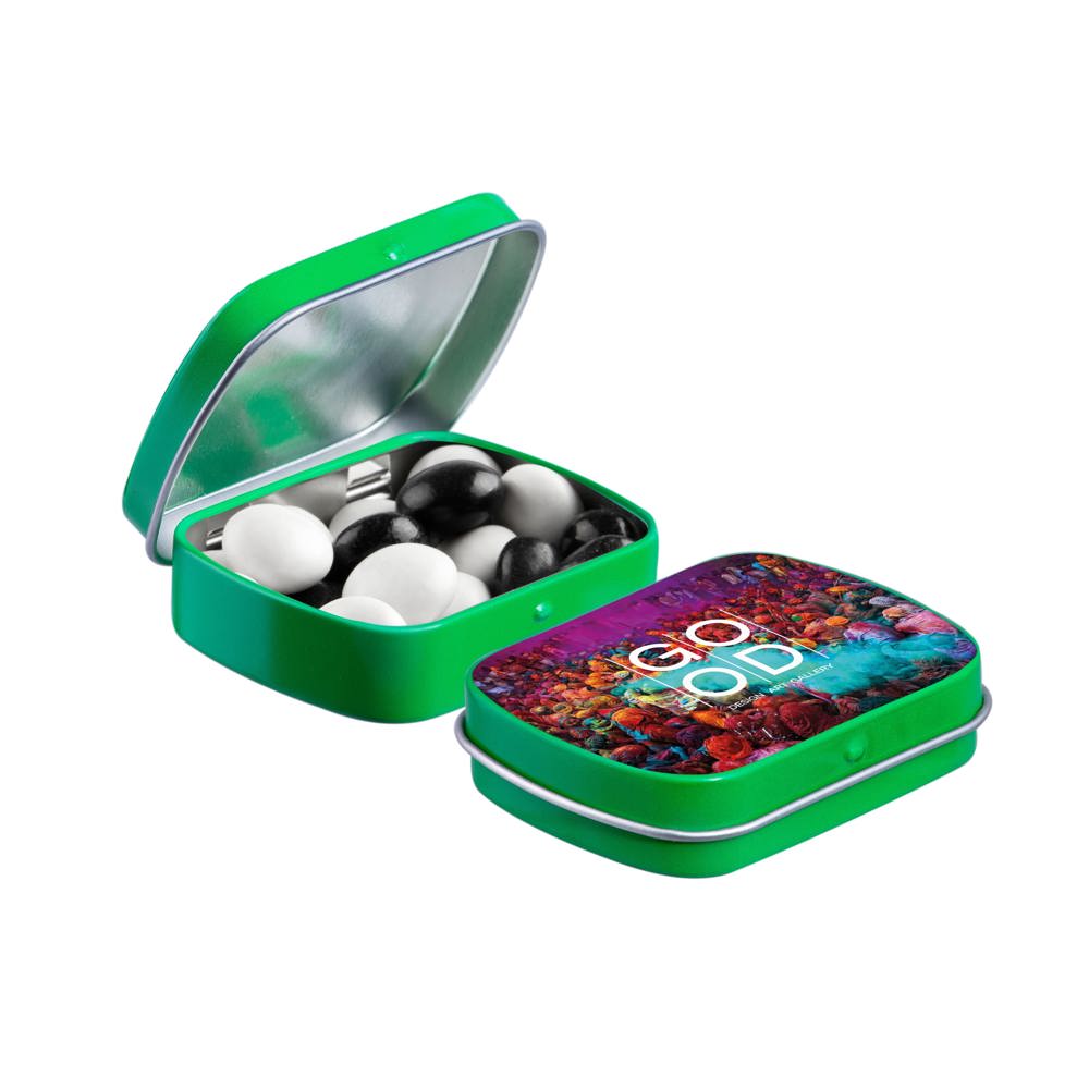 Mini Klappdeckeldose mit Süßigkeiten - Grün