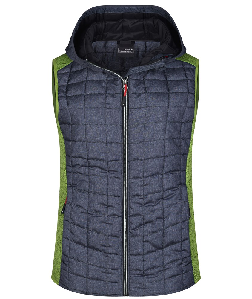 Ladies' Knitted Hybrid Vest - Kiwi-melange/anthracite-melange (ca. Pantone 377C
432C)