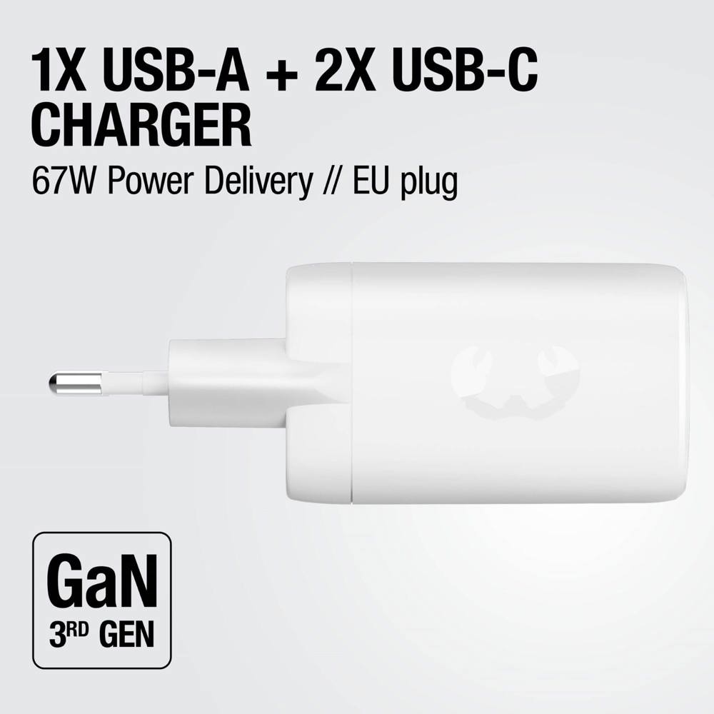 Fresh 'n Rebel 67W Laptop-Ladegerät GaN USB-C und USB-A