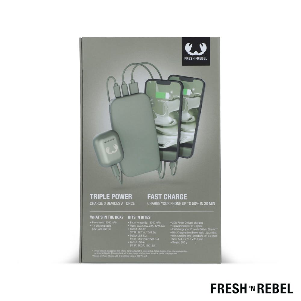 2PB18100 | Fresh 'n Rebel Powerbank 18000mAh USB-C Fast Charging 20W